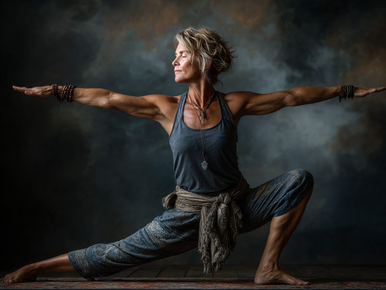 Досвідчений інструктор йоги працює зі старшими студентами